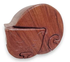 Sleeping Cat Wooden Puzzle Box Jewelry 7 Pieces 5" Asha Handicrafts India