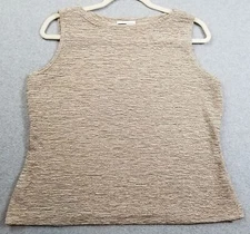 VTG I.N. Studio San Francisco Tank Top Women’s Large L Beige Sleeveless Crinkled