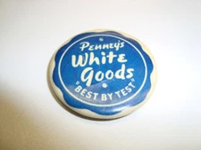 Circa 1940s J C Penney’s White Goods Celluloid Pinback