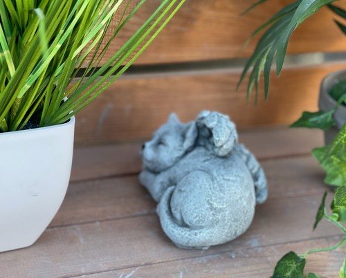 Steinfigur Katze mit Engelsflügeln Grabstein Steinguss frostfest Grabschmuck - Bild 2 von 5