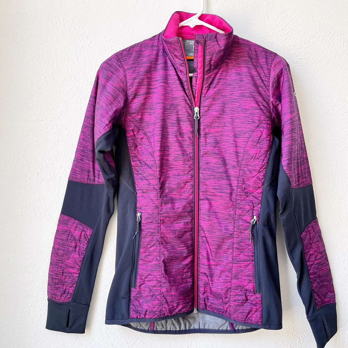 ICEBREAKER Helix MerinoLOFT FullZip Jacket Womens XS Insulated Pink Navy Heather