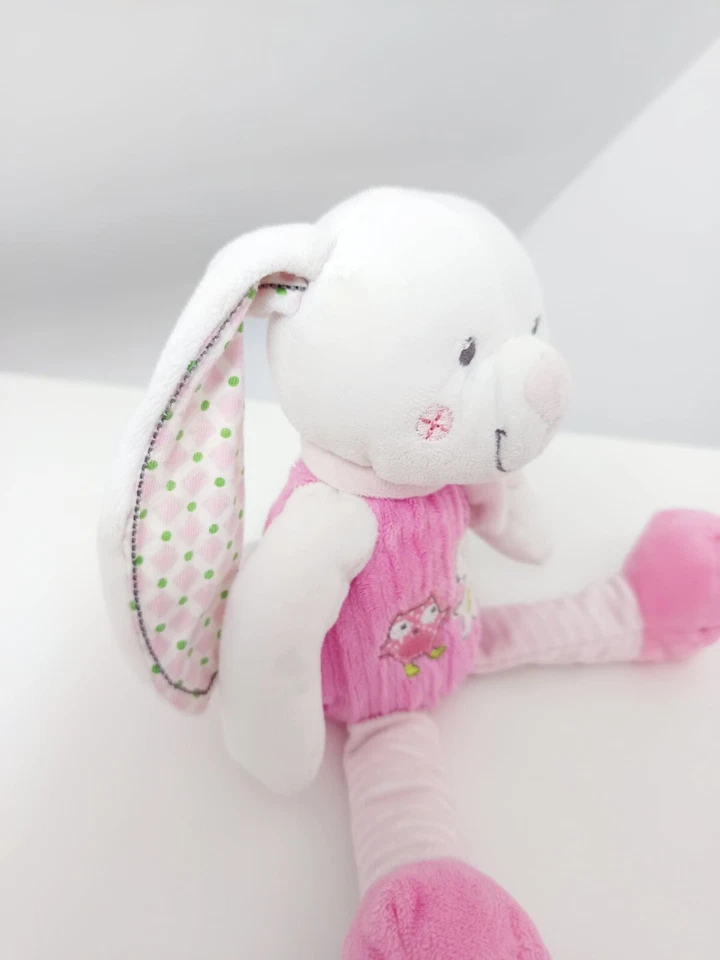 Peluche/Doudou Lapin Blanc Rose Chouette Écureuil 29cm - Mots D'enfants Leclerc - Photo 4/4