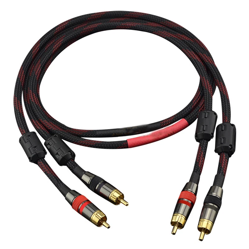 Pair 4Cores 4N OFC Conductor Audio RCA Cable Gold Plated Plug Interconnect Wire - Image 2 of 4