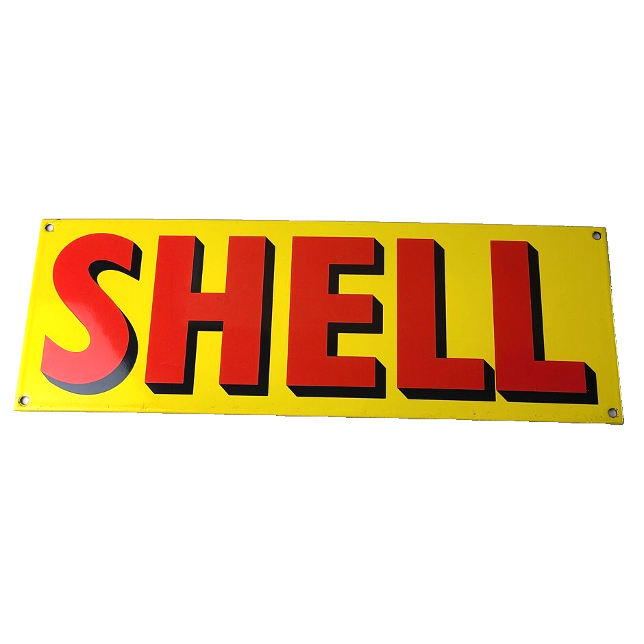 Vintage Shell Gasoline Sign - Shell Large Advertising Porcelain