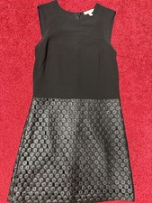 Banana Republic Textured Faux leather and sheer Dress womens  size 8 Black