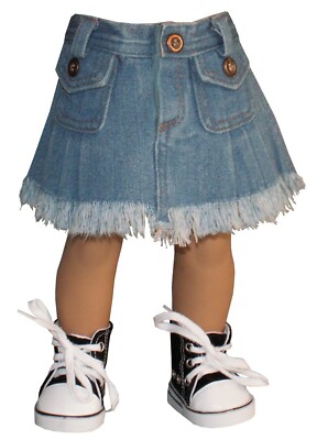 Frayed Light Blue Denim Skirt fits 18