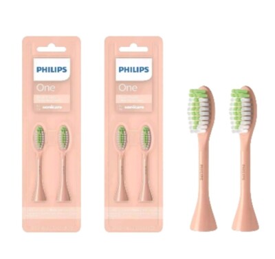2-pack Philips One by Sonicare x4 Replacement Brush Heads BH1022/05 Shimmer NEW