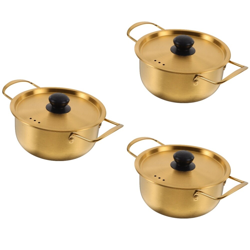 Set of 3 Korean Cooking Pot Big Pots Stainless Steel Ramen Household