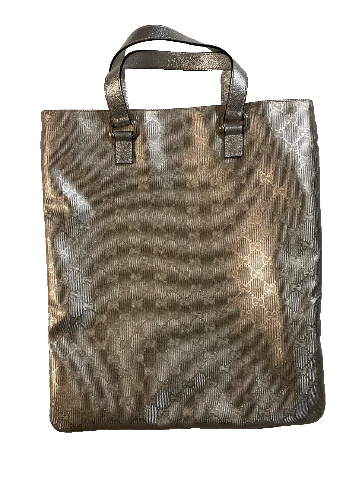 Gucci Silver Metallic Tote Handbag Bag Purse Authentic NWOT with dust bag cover