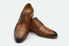 Men Handmade Cowhide Leather Boots Oxford Formal Casual Brown lace up Shoes