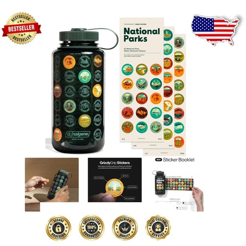 Eco-Friendly National Parks Water Bottle 32oz with Unique Sticker Collection