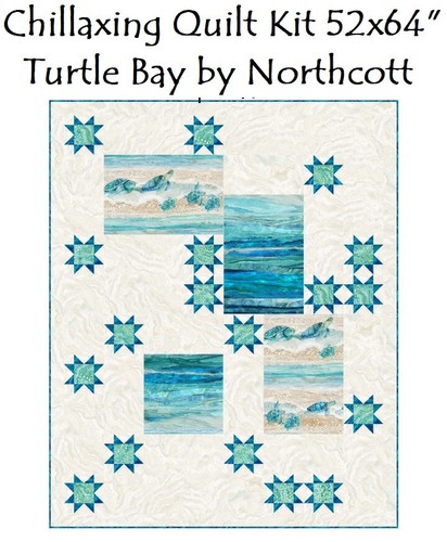 Turtle Bay Ocean Beach Cotton Quilt Fabric Northcott 24717-64 Blue 1-1/3 yd - Picture 13 of 19