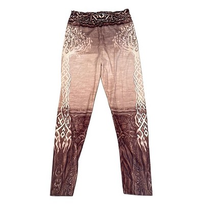 ShallWe Leggings Womens Small Brown Tree of Life Celtic Knot Graphic Print NEW