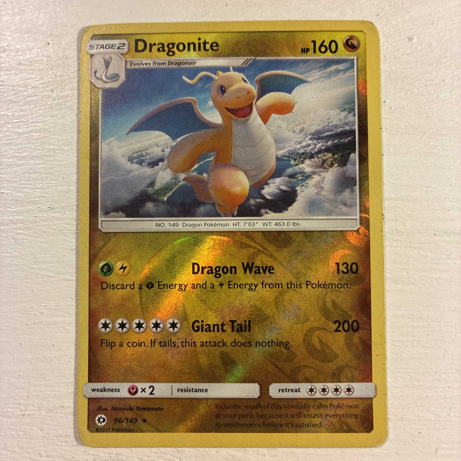 Dragonite 96/149 Holo Rare SM Base Set Pokemon Reverse Holo 2017