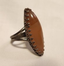 Vintage Southwestern Style Sterling Agate Ring Size 8