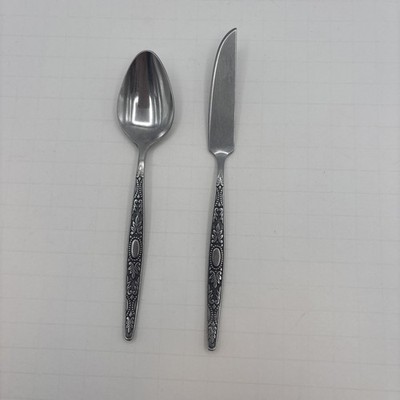 Vintage Interpur INR4 Stainless Steel 2 Pc Set Teaspoon Butter Knife MCM Japan