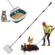 Chicken Poop Scooper, 66.9in Stainless Steel Long Chicken Coop Litter Scoop, ...