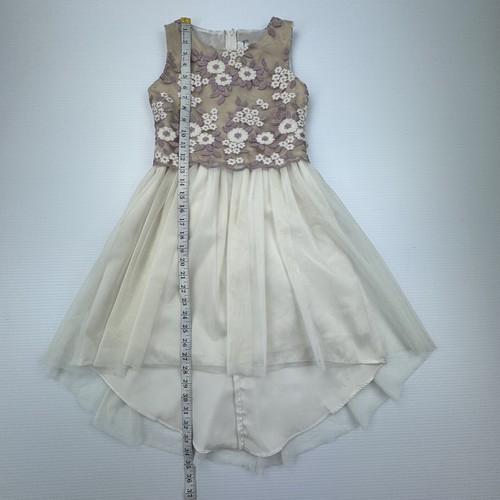 Rare Editions Girl's 10 Dress Ivory Mesh Tulle Skirt Floral Embroidered Bodice - Picture 8 of 8
