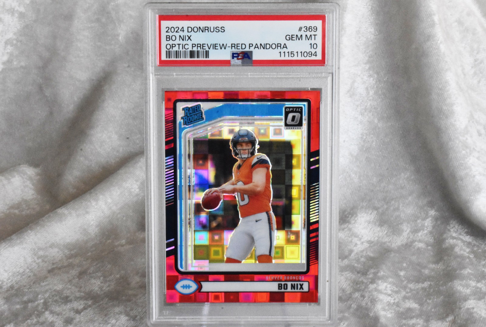 Bo Nix Panini Donruss #369 Optic Preview-Red Pandora