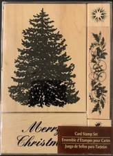 Recollections Merry Christmas Tree Star Lights Rubber Stamp Set