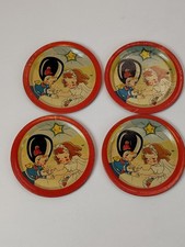 1940s-50s, Ohio Art, Childs Tin Litho Tea Set, THE WEDDING, Cake Plate, 4 Plates