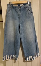 Anthropologie Pilcro Ultra High Waist Cullotte Bleach Hem Cropped Jeans 29
