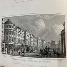 Antiker Druck 1827 - LONDON - REGENT STREET FRIM The QUADRANT 