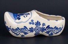 Delft Blue Ceramic Clog Shoe Figurine Dutch Windmill Pattern Holland Souvenir