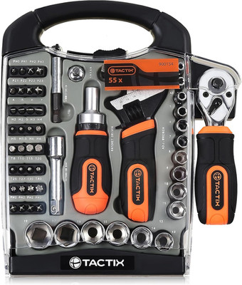55-Piece Stubby Socket Wrench Set with Ratchet & Portable Case for Home Use