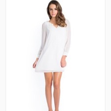 Guess By Marciano | Ivory Silk Peasant Mini Dress