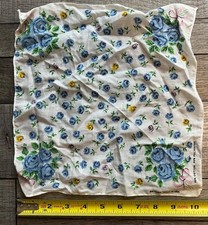USA 50s 60s Royal Blue Color Fast Bandana - Flowers RN 13962