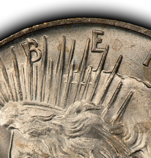 1922 $1 Peace Dollar - VAM-2F Hair Pin Die Gouge in Rays Top-50 - BU - D6690