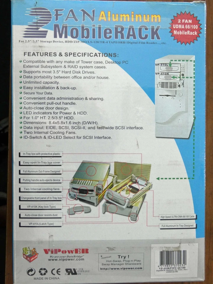 2 Fan Aluminum MobileRack UDMA 66/100 for 3.5" HDD Free US Shipping - Image 4 of 4