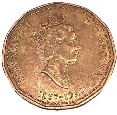 1867-1992 Parliament CANADA Loonie $1 Dollar Coin 125th Year Anniversary