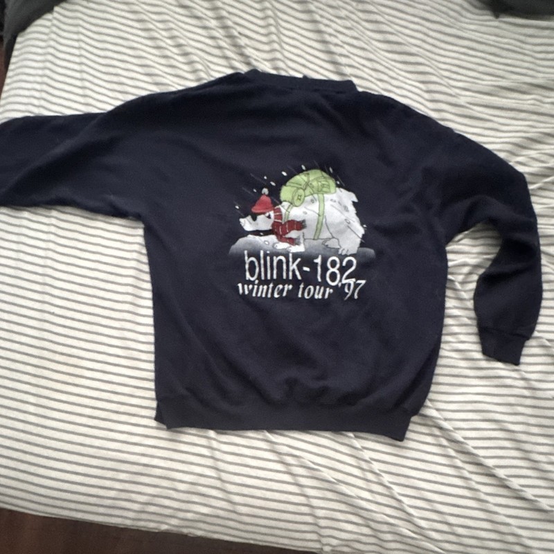 Blink-182 Winter Tour 97 Blue Cotton Pullover Hoodie XL Graphic Pockets