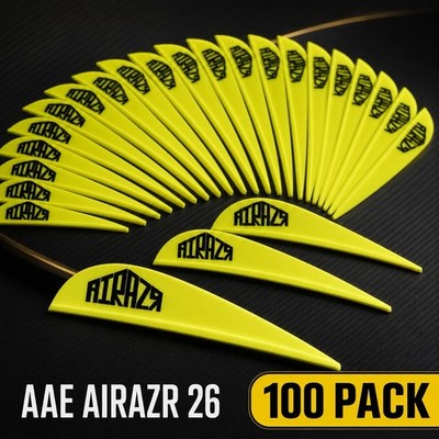 AAE AIRAZR 26 Arrow Vanes Yellow 2.8  Archery Fletching Vanes - 100 Pack