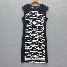 NWT Maggy London Black White Geometric Sleeveless Sheath Dress Women's 6