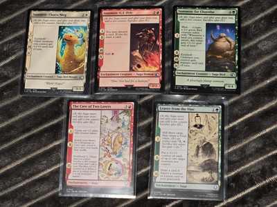 MTG Enchantment Saga x 5 Leaves from the Vine/The Cave of Two Lovers/Fat Chocobo