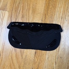 Vtg Evening Cocktail Black Textured Sequin Clutch 50s Terry Formal