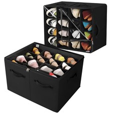 Shoe Organizer for Closet 2 Pack, Foldable Shoe with Adjustable Dividers and ...