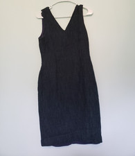 Banana Republic Womens Sz 4 Blue Black Tweed Shift Mini Dress Dark Academia