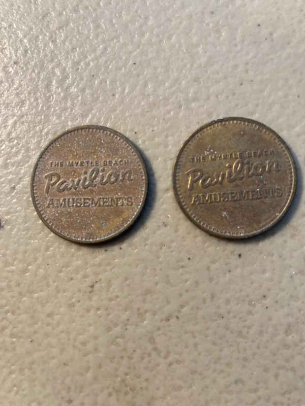 TWO The Myrtle Beach Pavilion Amusements Myrtle Beach, SC Arcade Game Token 24mm