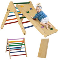 Pikler Triangle Climber Indoor Foldable Multicolour Pinewood 147x64.5x63cm plys