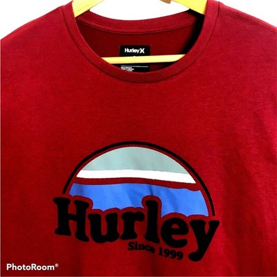 Hurley Mens Small Long Sleeve Rise & Jam Jersey Red Burgundy T-Shirt Tee $32