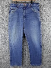 Wrangler 31MWZPW Jeans Men's 35X32 Straight Leg Blue Denim Durable Workwear Used