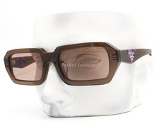 Prada Sunglasses SPR A12F 17O-60B Polished Crystal Brown Silver Logo with Case