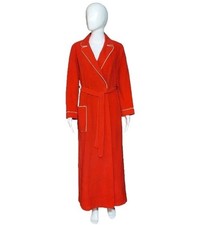 Vintage 70's Montgomery Ward Red Brushed Velour/Felt Robe Size Small