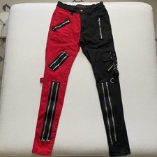 Vintage TRIPP NYC Pants 28 Black Red Colorblock Bondage Zipper DRing Skinny Y2K