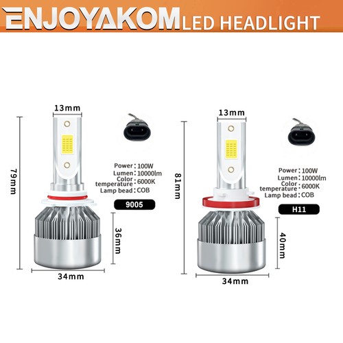 For Chevrolet Suburban 2500 2007-2013 LED Headlight Bulbs High Low Beam 6000K 4x - Picture 5 of 11