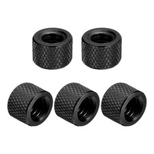 20Pcs Knurled Thumb Nut, 1/4"-20x10mm Pass Hole Nut Aluminum Alloy, Bright Black
